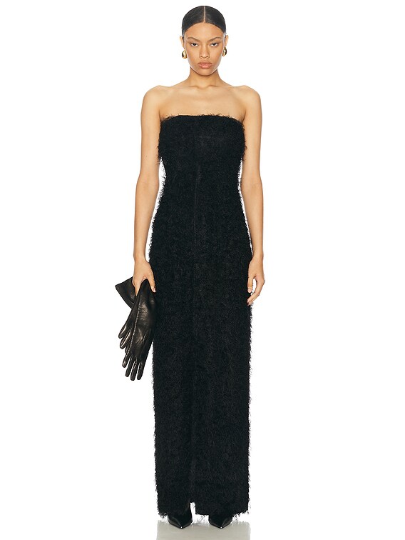 Toteme Strapless Fil Coupe Dress in Black | FWRD