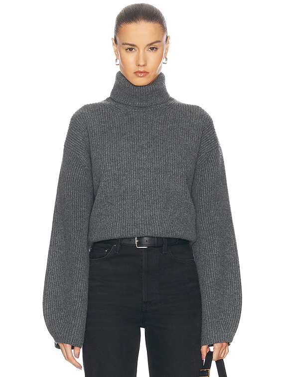 Toteme Ribbed Turtleneck Sweater in Grey Melange | FWRD