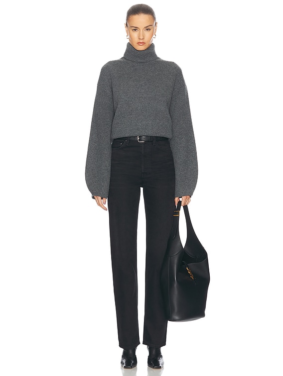 Toteme Ribbed Turtleneck Sweater in Grey Melange | FWRD