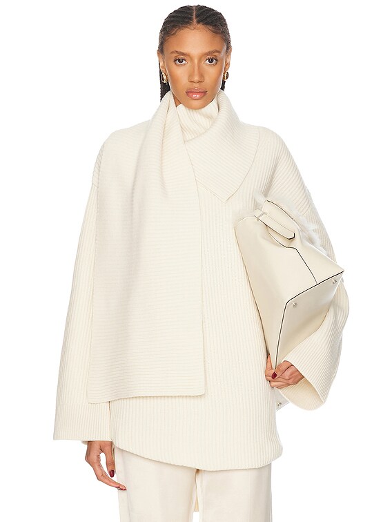 Toteme Long Scarf Knit Sweater in Off White FWRD