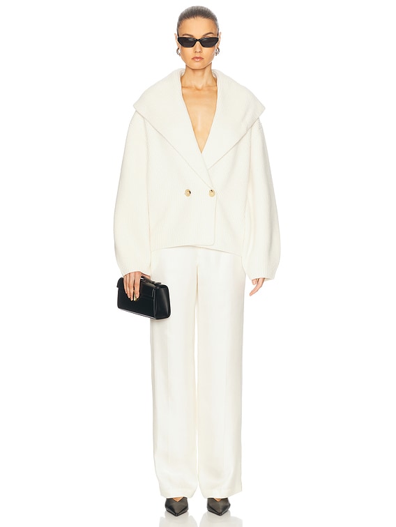 Toteme Shawl Lapel Cardigan in Milk | FWRD
