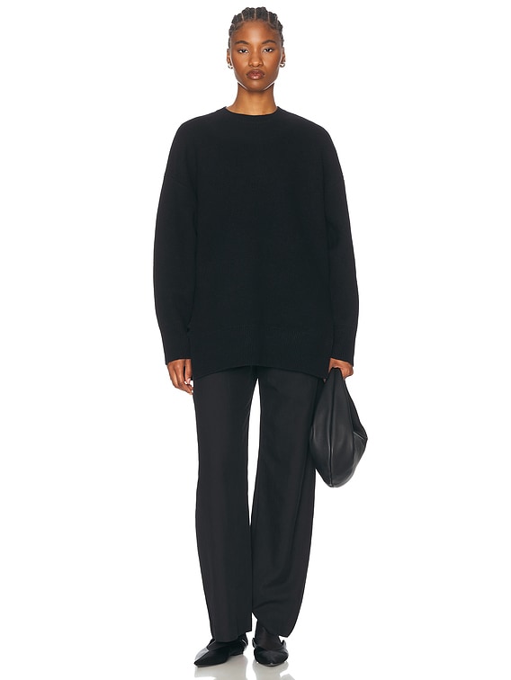 【TOTEME】 Toteme Double Knit Pullover Sweater in Black | FWRD