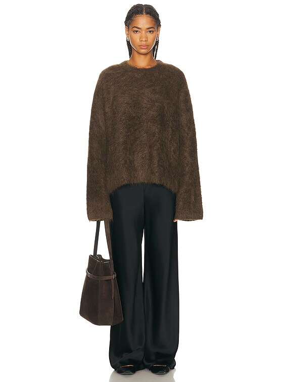 Toteme Boxy Alpaca Knit Sweater in Pepper | FWRD