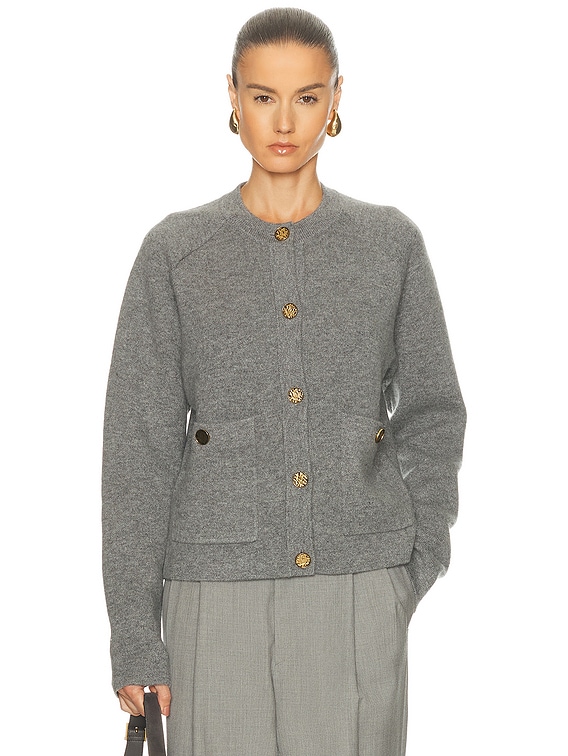 Toteme Hammered Button Cardigan in Grey Melange | FWRD