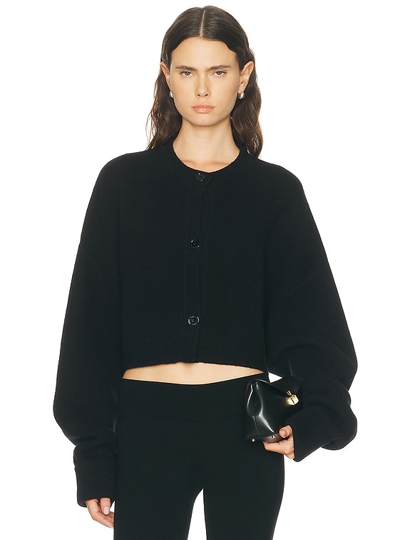 Toteme Cropped Oversized Cardigan in Black | FWRD