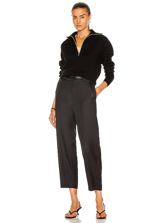 Toteme Merino Wool Zip Knit Sweater in Black | FWRD