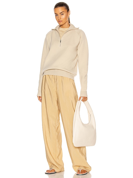 Toteme Merino Wool Zip Knit Sweater in Light Sand | FWRD