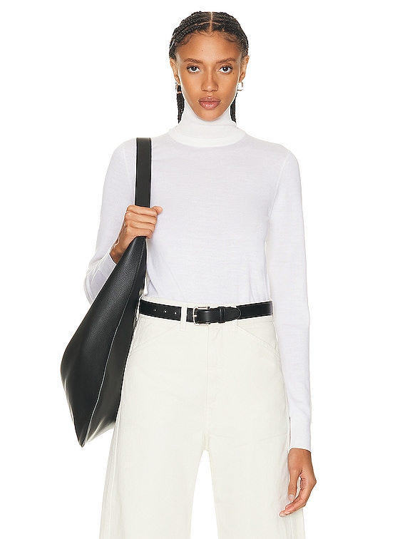 Toteme Two Tone Turtleneck Knit Sweater in Cream | FWRD Toteme Two Tone Turtleneck Knit Sweater in Cream | FWRD
