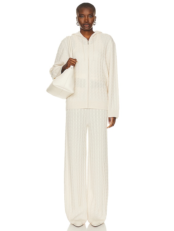 Toteme Cable Knit Hoodie in Snow | FWRD