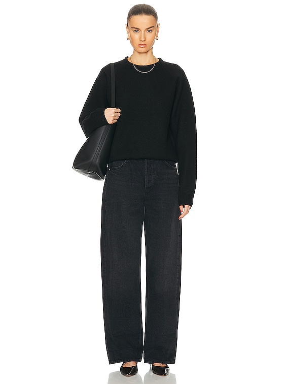 【TOTEME】 Toteme Crew Neck Wool Knit Sweater in Black | FWRD