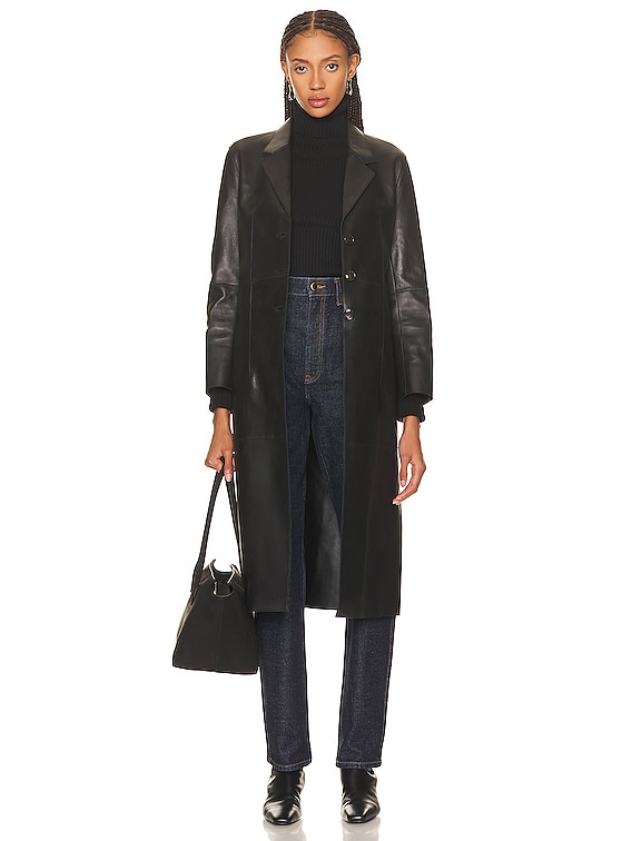 【関税込み】TOTEME ブラック スリム レザーコート Slim leather coat black – TOTEME