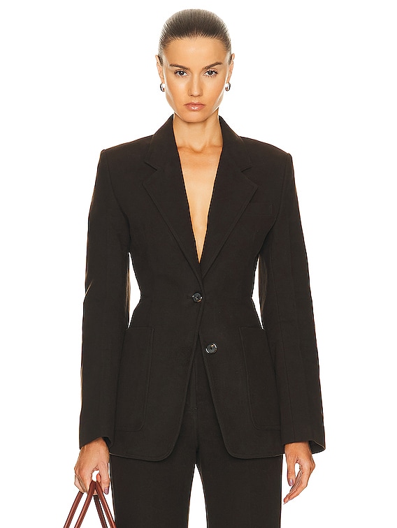 【関税込み】TOTEME WALLET BLAZER Toteme Cinched Waist Moleskin Blazer in Espresso | FWRD