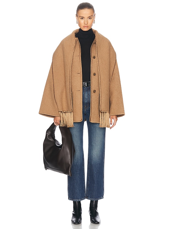 Embroidered scarf jacket camel – TOTEME