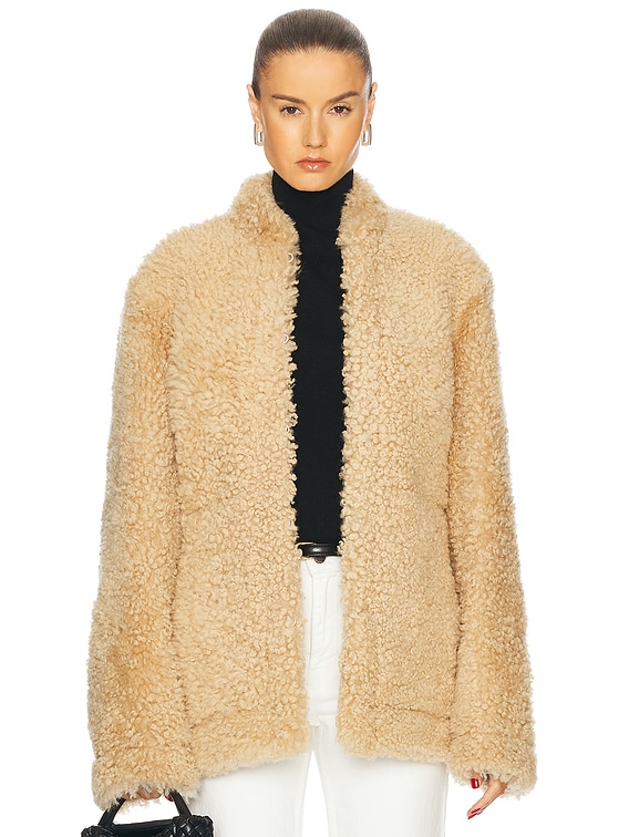 Toteme Cinched Shearling Jacket in Butter | FWRD