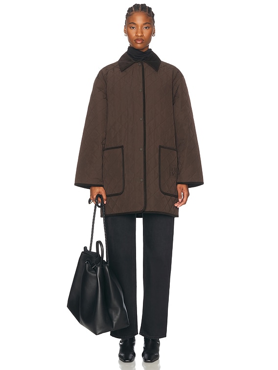 ジャケット・アウター Eaphi standcollar volume midi coat Toteme Quilted Barn Jacket in Espresso | FWRD