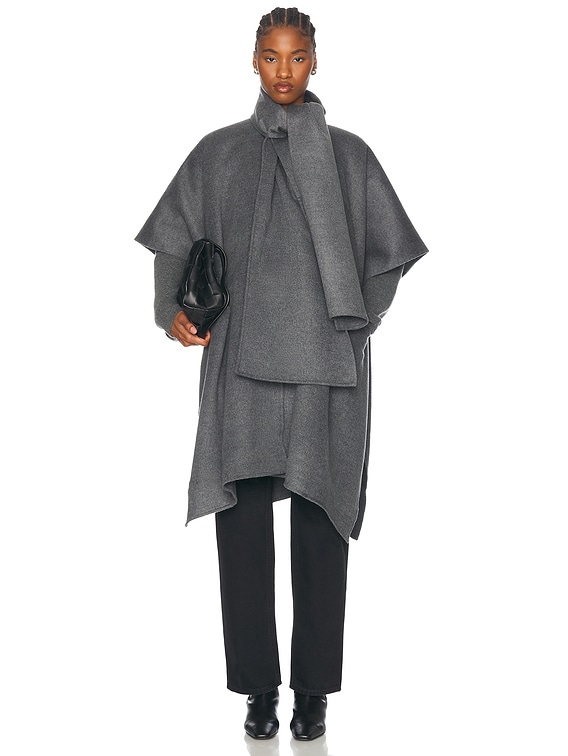 Toteme Double Scarf Coat in Mid Grey Melange | FWRD Toteme Double Scarf Coat in Mid Grey Melange | FWRD