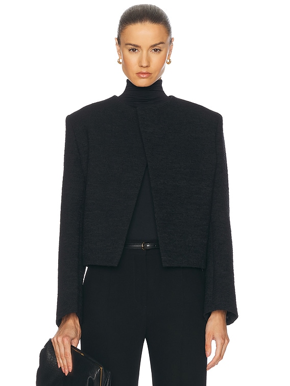 Toteme Cropped Bouclé Jacket in Black | FWRD