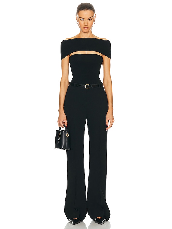 Toteme Flared Evening Trouser in Black | FWRD