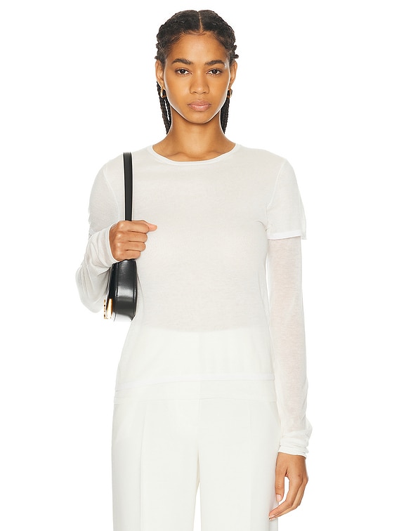 Toteme Layered Knit Tee in Talc | FWRD