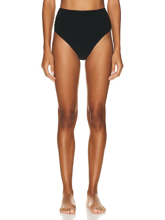 Toteme Smocked Bikini Bottom in Black | FWRD Toteme Smocked Bikini Bottom in Black | FWRD