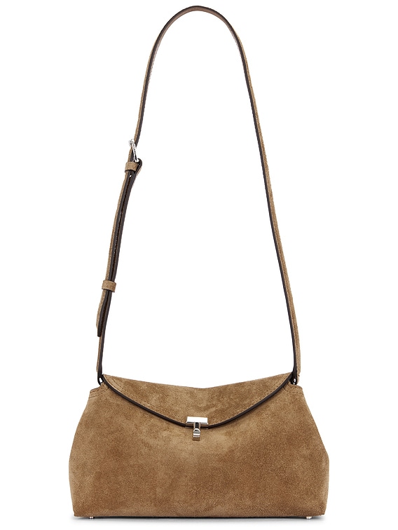 Toteme T Lock Suede Clutch in Tobacco | FWRD