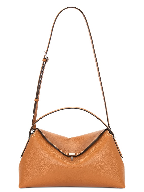 TOTEME T-Lock top handle bag スエード ハンドバッグ T-lock suede top handle tobacco – TOTEME