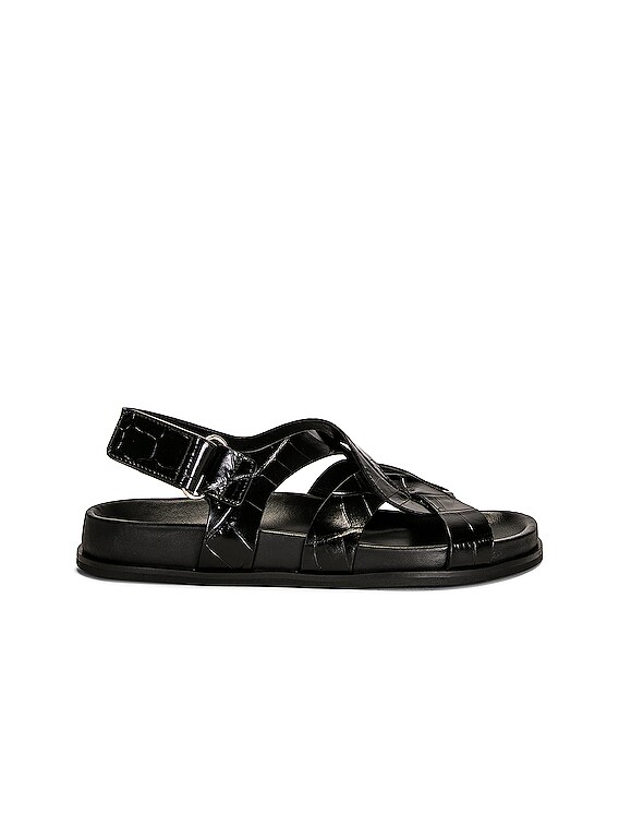 Toteme The Chunky Sandal in Black Croco | FWRD