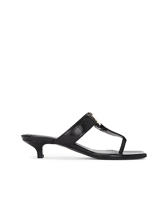 Toteme Belted Croco Flip Flop Heel in Black | FWRD