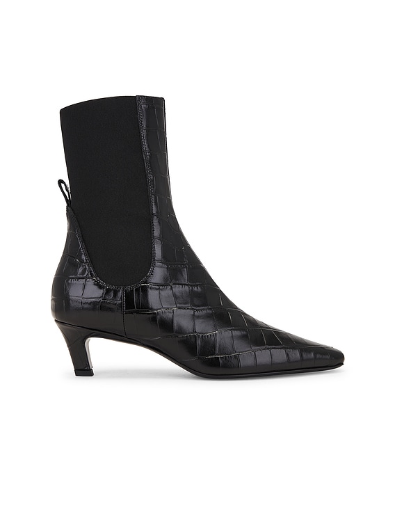 【TOTEME】レザー ミッドヒール ブーツ ブラック Leather mid-heel boots black – TOTEME