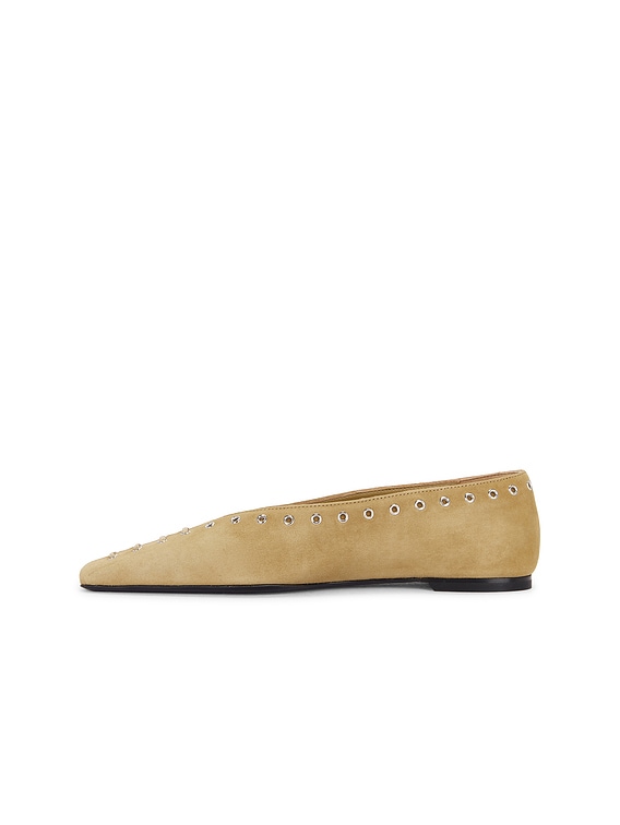 Suede Lace Up Ballerina Flat