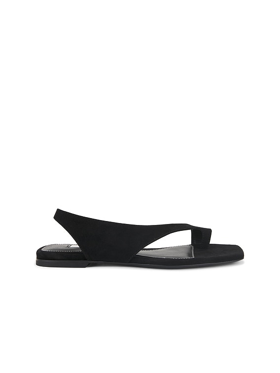 サンダル・ミュール Toteme Black Suede Low One-Finger Sandals With Elasticated Totême Black Suede Low One-finger Sandals With Elasticated