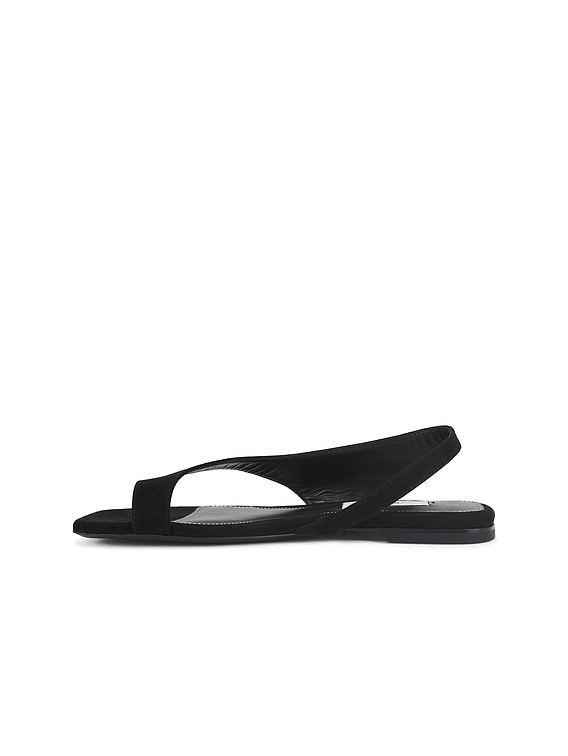 Toteme Suede Thong Sandal in Black | FWRD