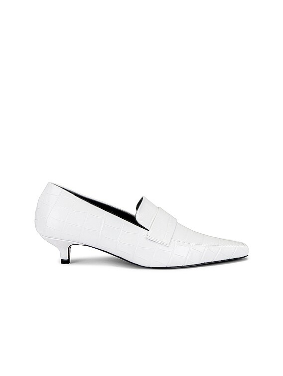 Toteme The Kitten Loafer Heel in White Croco | FWRD