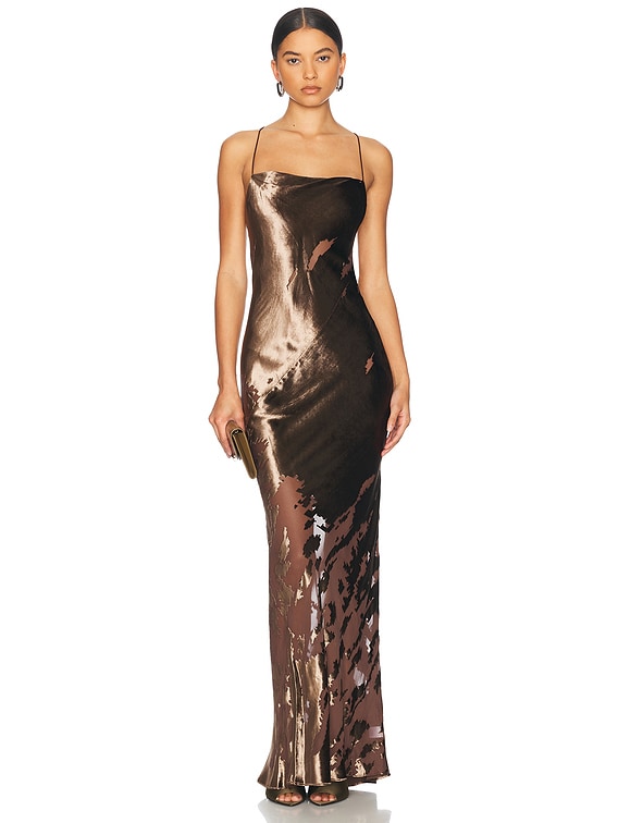 The Sei Cowl Bias Gown in Chocolate | FWRD