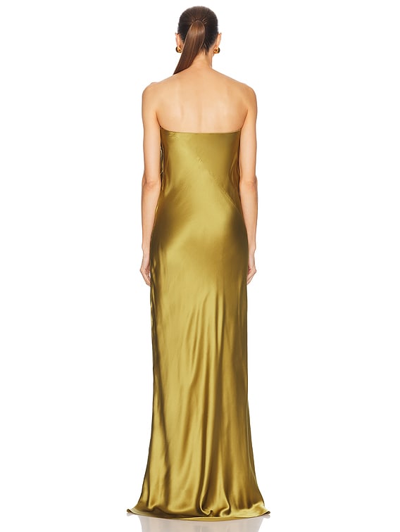 The Sei Draped Strapless Gown in Antique Gold | FWRD