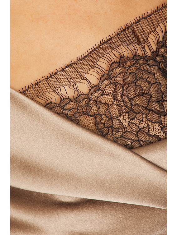Lace Inset Cowl Gown
