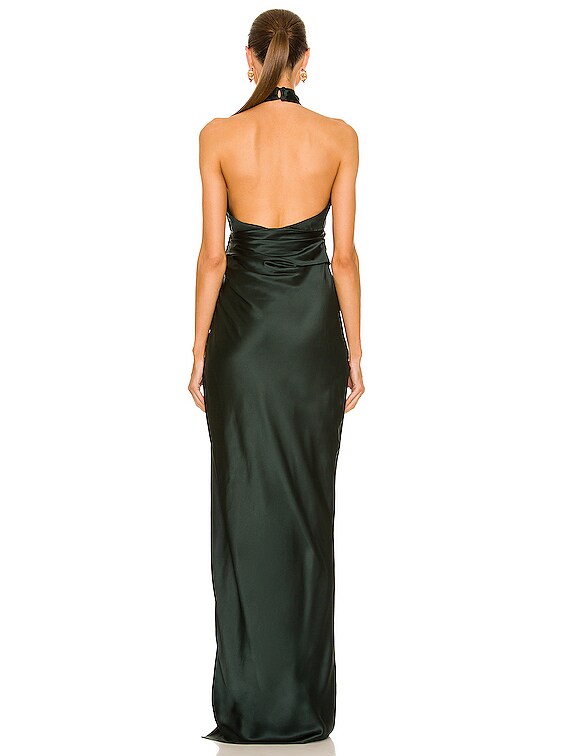 cross wrap halter dress The Sei for FWRD Gown in Hunter Black Gilt