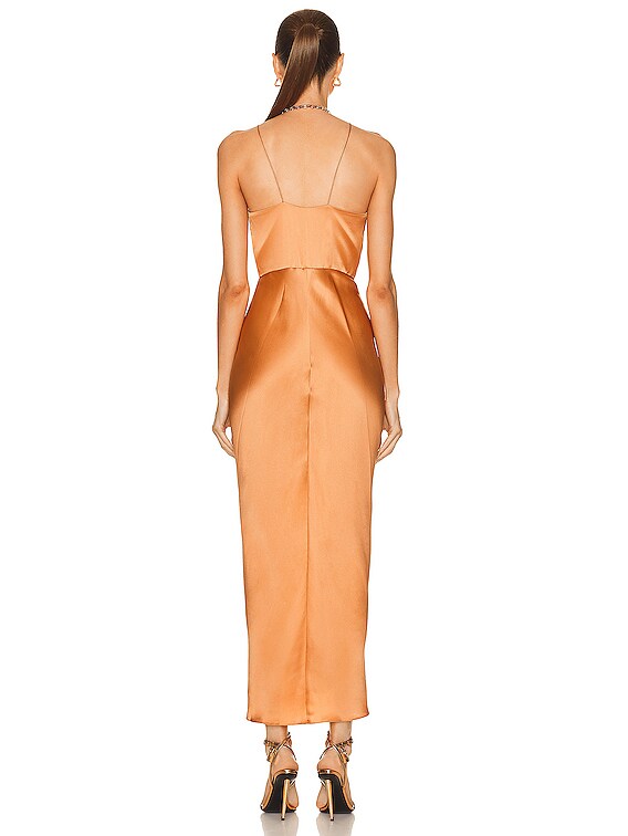 The Sei Keyhole Gathered Dress in Apricot | FWRD