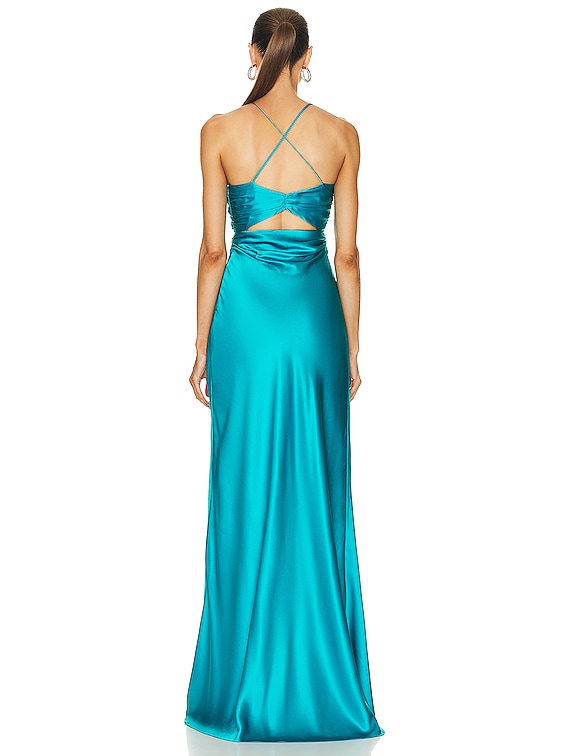 AQUA strappy buying slip dress green (XS) evening gown