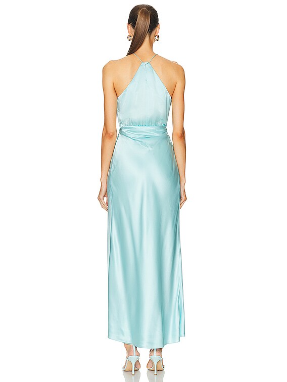 sachin and babi light blue dress Blue High Neck Tiered Chiffon Halter Gown main image 0