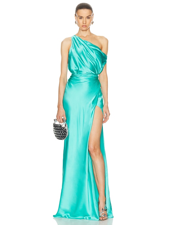 The Sei for FWRD Asymmetrical Wrap Gown in Turquoise | FWRD