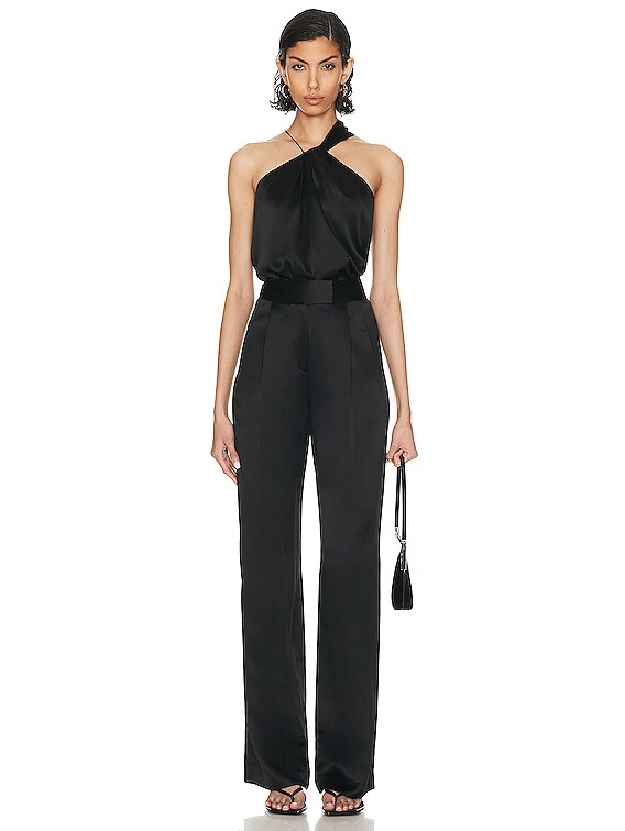 The Sei Asymmetric Halter Top in Black | FWRD