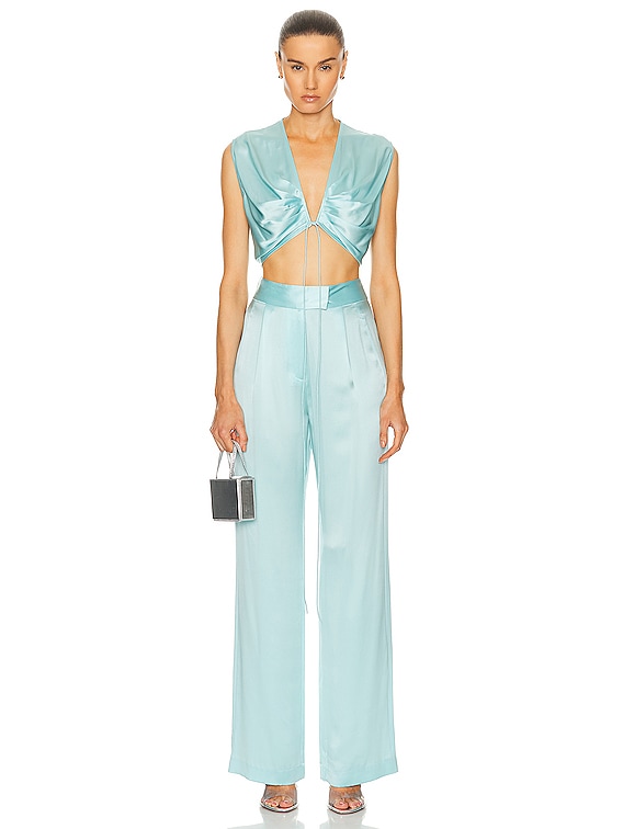 The Sei Draped Crop Top in Baby Blue | FWRD