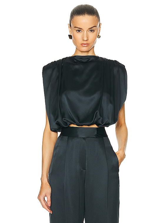 The Sei Gathered Shoulder Top in Ink | FWRD