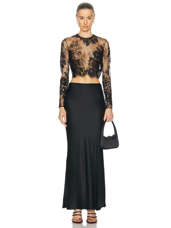 The Sei Long Sleeve Lace Tee in Black | FWRD