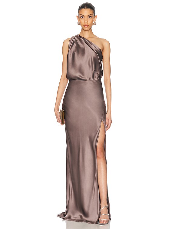 The Sei One Shoulder Drape Top in Smog | FWRD