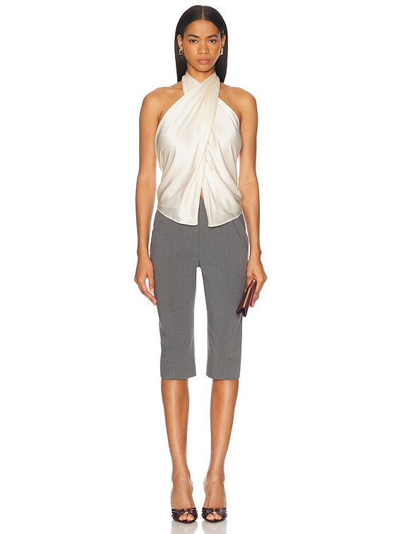 The Sei Cross Wrap Halter Top in Cream | FWRD
