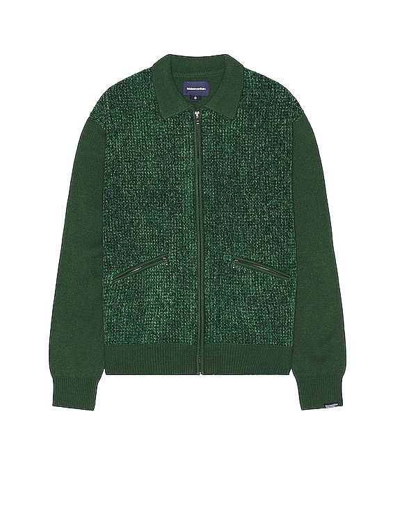 thisisneverthat Velvet Knit Zip Polo in Green | FWRD