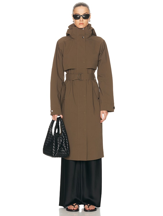 THE UPSIDE James Hooded Trench Coat in Olive | FWRD