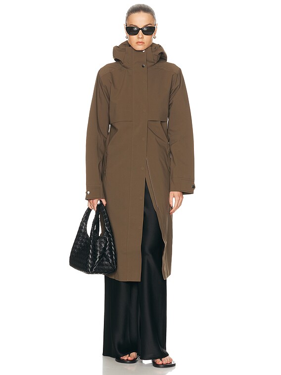 THE UPSIDE James Hooded Trench Coat in Olive | FWRD